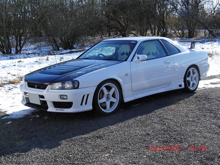 Nissan Skyline R34 GT-T *RIP* - Bilen hjemme i dk! til de danske saltede veje! Føj! :)  billede 1