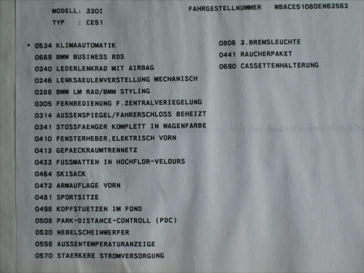 BMW e36 320i Touring Stjålet - Man får lidt extra fra tyskland. Se lige en udstyrsliste fra original af. billede 17