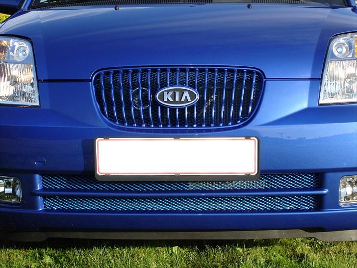 Kia Picanto 1.1 EX (Solgt) - Standard sort plastik gitter fjernet - Blåt sports gitter monteret billede 5