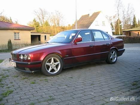 BMW 535i E34   #solgt# - Med vinterfælgene monteret, 16" alu m 215/55 Nokian H-mærkede (210 km/t), forår 2005. Mere neutrale køreegenskaber end med sommerfælgene, men det ser kedeligt ud! billede 9
