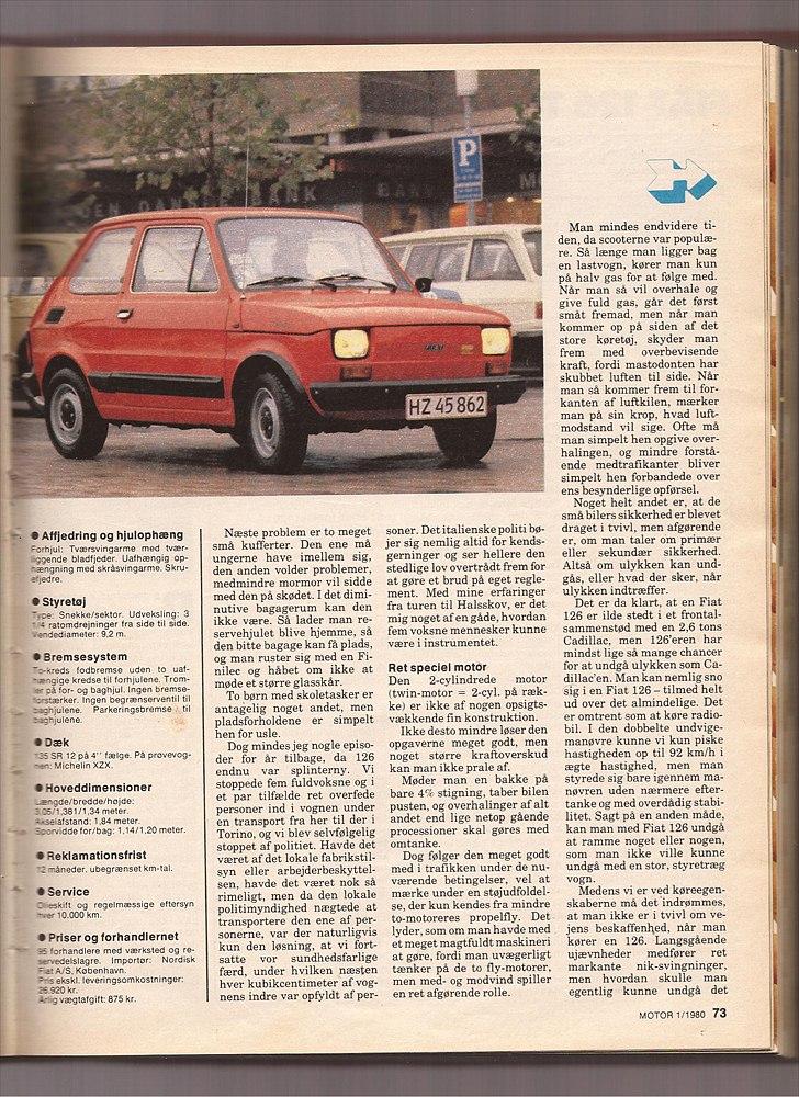 Polski Fiat 126 MALUCH - Fra FDM´s bilmagasin MOTOR Nr. 2 årg. 1980 billede 17