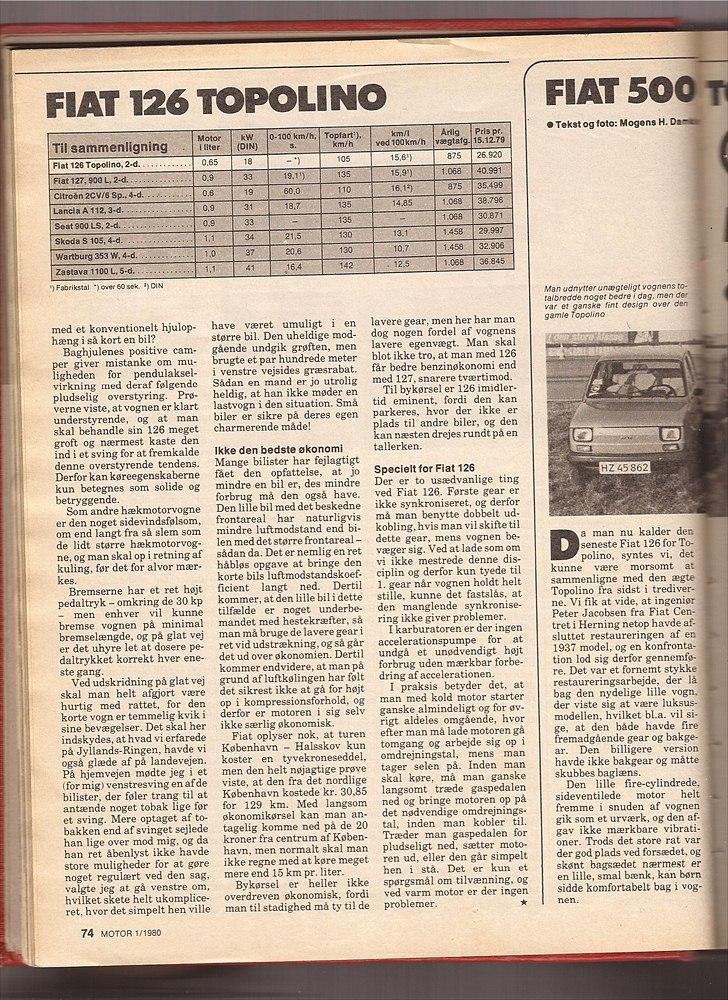 Polski Fiat 126 MALUCH - Fra FDM´s bilmagasin MOTOR Nr. 2 årg. 1980 billede 18