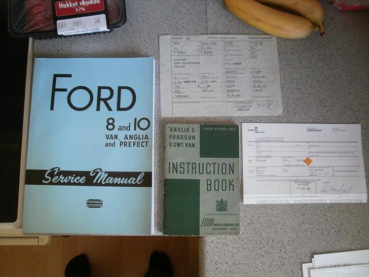 Ford Anglia E04A - reg. attest, afgifts attest, manual og rep. håndbog billede 12