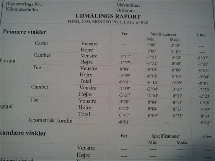 Ford mondeo st.car - 4hjuls udmåling efter sænkning billede 10