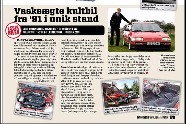 Honda CRX 1,6i-16 - Solgt - Artikel i "Bil Magasinet" billede 18