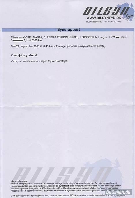 Opel Manta B-CC *SOLGT* - Så blev bilen synet.. Og godkendt.. :D billede 8