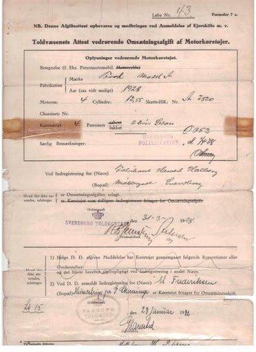 Ford A Tudor  Danmarks Ældste Model A - Kopi af orig told attest fra 31.03.1928 billede 13