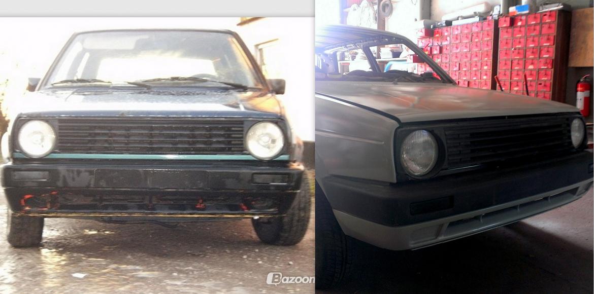 VW Golf Mk II TD - Billedet til venstre er fra dengang jeg købte den i sin tid. Og det andet er efter jeg har været igang med sprøjten her i år 2013. Det bliver en anderledes Golf, ingen tvivl. Laver den til ære for min far, det var hans sidste bil, og jeg mistede ham desvæ billede 1