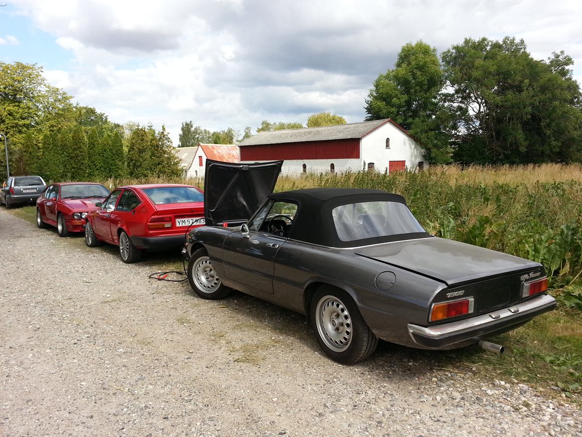 Alfa Romeo Alfetta 2000 GTV - 3 ud af 5 gamle italienere venter spændt på for første gang, at komme ind i deres nye hjem! (Hverdags-Lancia'en kan skimtes i baggrunden) billede 7