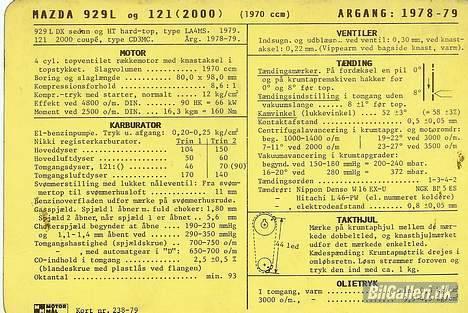 Mazda 929 Hardtop - Lidt data over bilen billede 8
