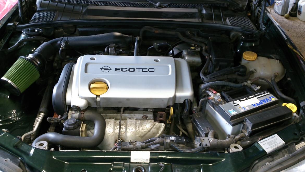 Opel Vectra B Facelift[Solgt] - Motorrum efter lettere rengøring - her ses det  fine luftfilter, i stedet for den anden kæmpe basse der sad der før ;) billede 5