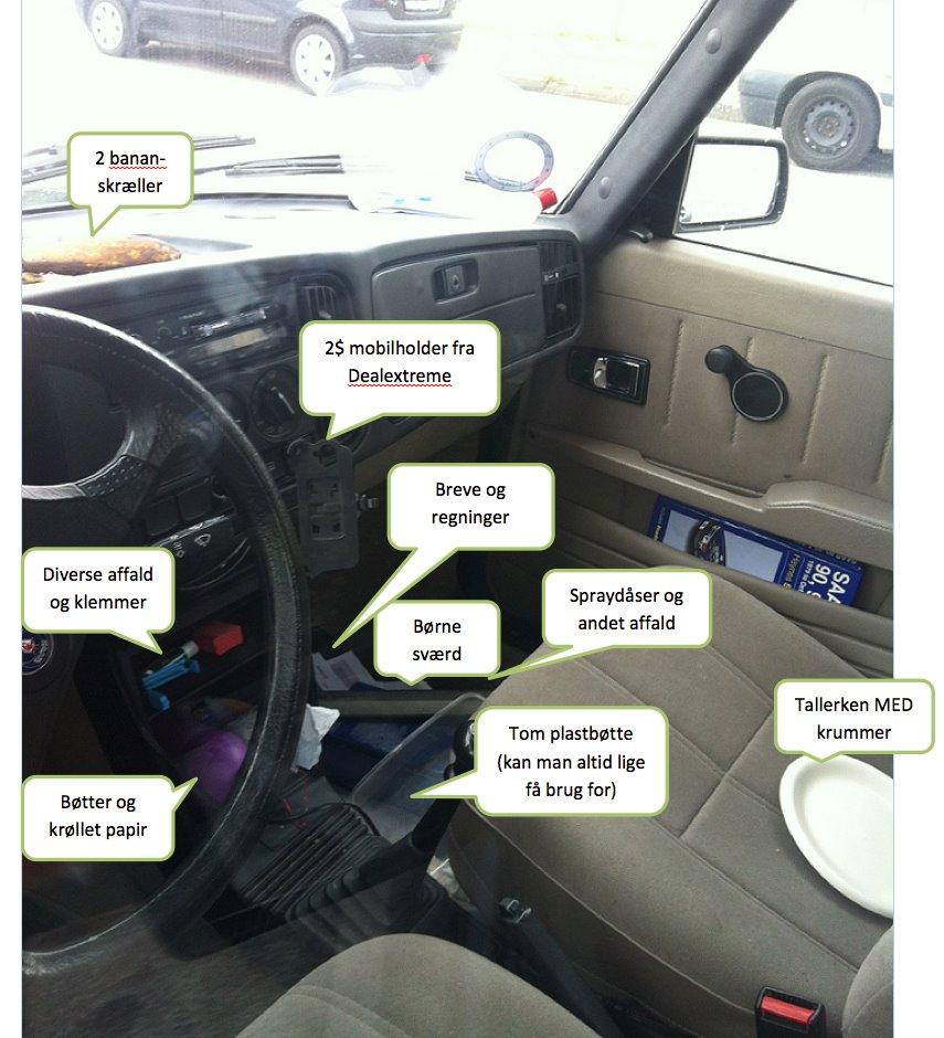 Saab 900i - Det var kun mig der brugte bilen - så den blev lidt rodet fra tid til anden - hvilket resulterede i at dette billede blev sendt rundt på kontoret en dag (fra min flinke direktør) :-) billede 20