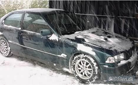 BMW E36 316i compact bavaria - torsdag formiddag efter at den har været ud og ryste sneen af. Her er den sænket og med vinterbanditterne billede 12