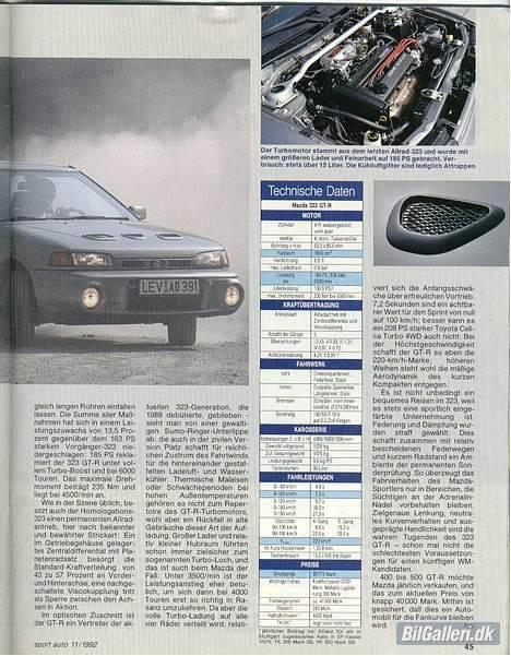 Mazda 323 1,8i GT-R 4WD Turbo - Tysk motor blad med omtale af Mazda 323 GT-R billede 4