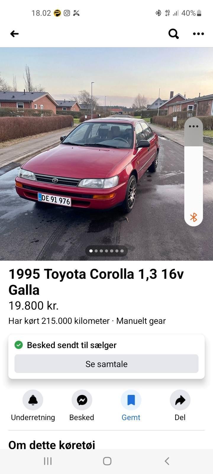 Toyota Corolla 1.3 XLI 16V (EE101) Galla   billede 1