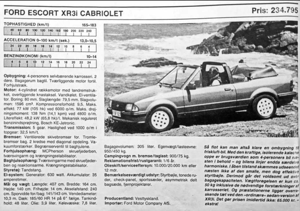 Ford Escort XR3i cabriolet billede 7