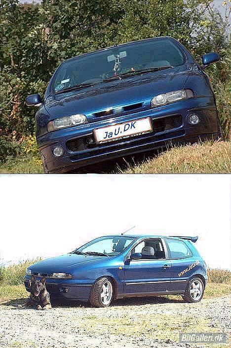 Fiat Bravo 1,6i 16v ER SOLGT - af fronten :D og vores dejlige hund Baryl, www.Baryl.com :D billede 1