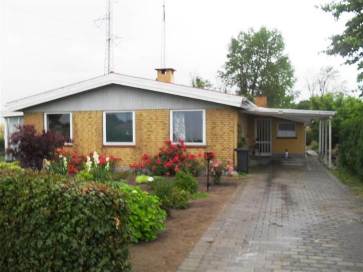 Landejendom 3 - Huset forfra hvor man kan se vores carport og lidt af bedet billede 7