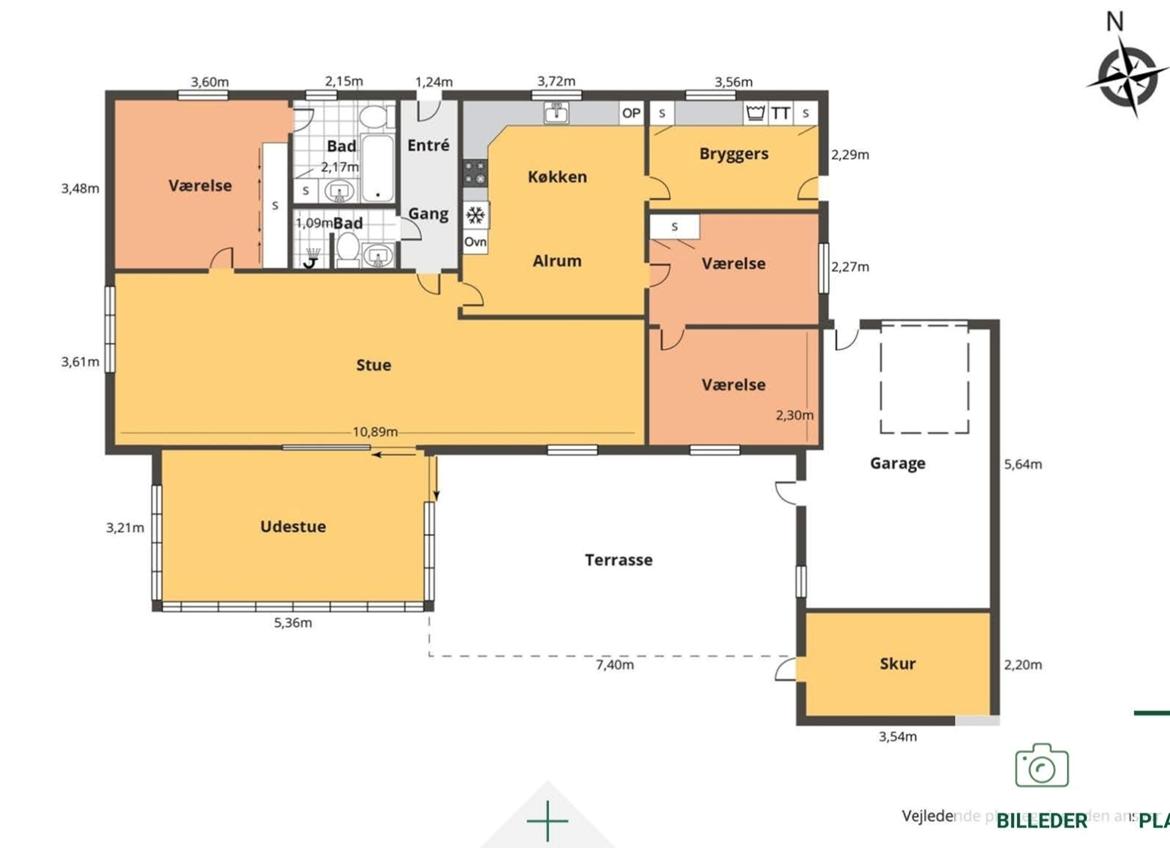 Villa 3 værelser, 2 badeværelser på lukket villavej - Plantegning fra da jeg købte huset i 2018. Flere vægge er lagt ned eller flyttet og der har været bygget til-/om siden da. billede 6