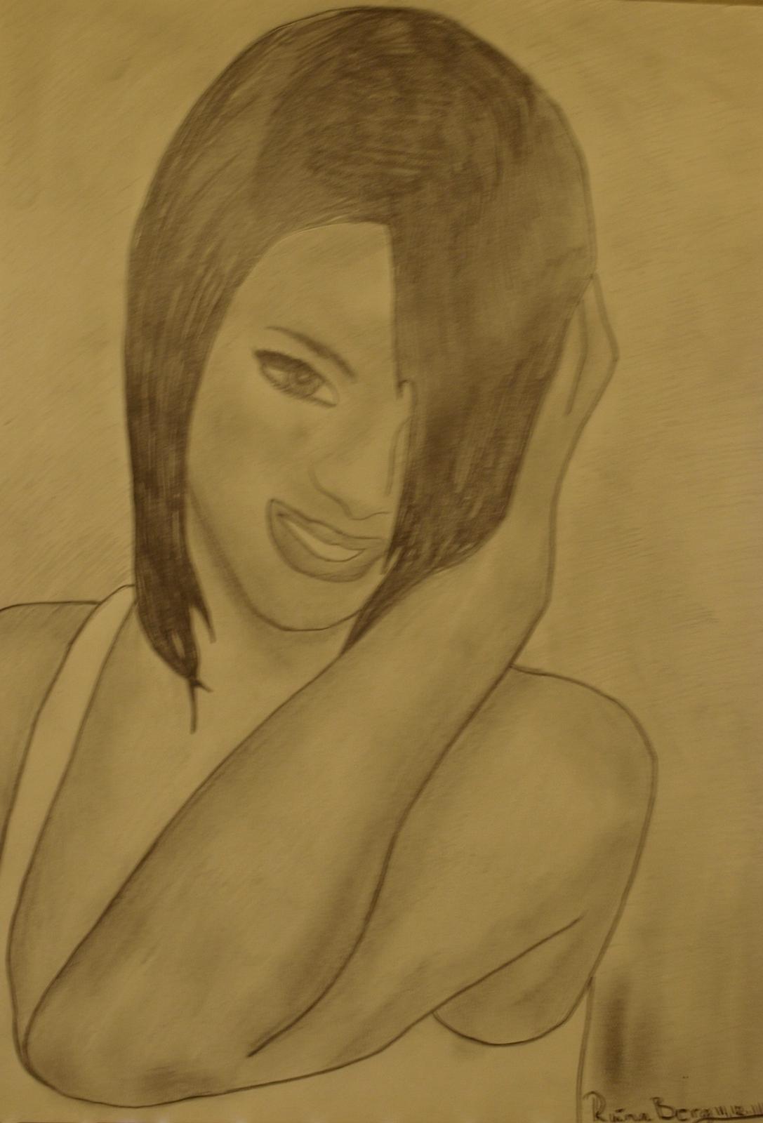 Private tegninger og malerier - Tja, en veninde udfordrede mig til at lave en tegning af Rihanna... Hun troede nemlig ikke på at jeg kunne (; Og stædig som jeg er, ville jeg bevise det modsatte (: billede 12