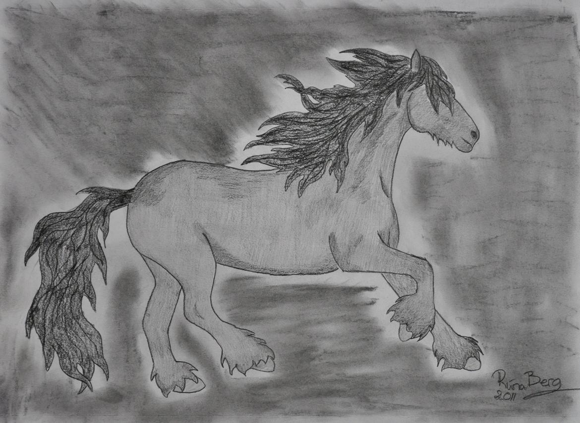 Private tegninger og malerier - Tja... Første friser heste tegning. - Overhoved ikke tilfreds (; billede 22