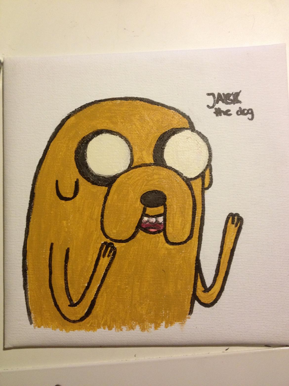 Male ting 2013 - JAKE THE DOG FRA ADVENTURE TIME *kunne ikke huske om han hed Jake eller Jack, derfor er der lidt kludre på hans navn. ): Til mit forsvar er det fordi jeg ser to britiske youtubere der hedder JACK og Finn så bytter lidt om indimellem. billede 3