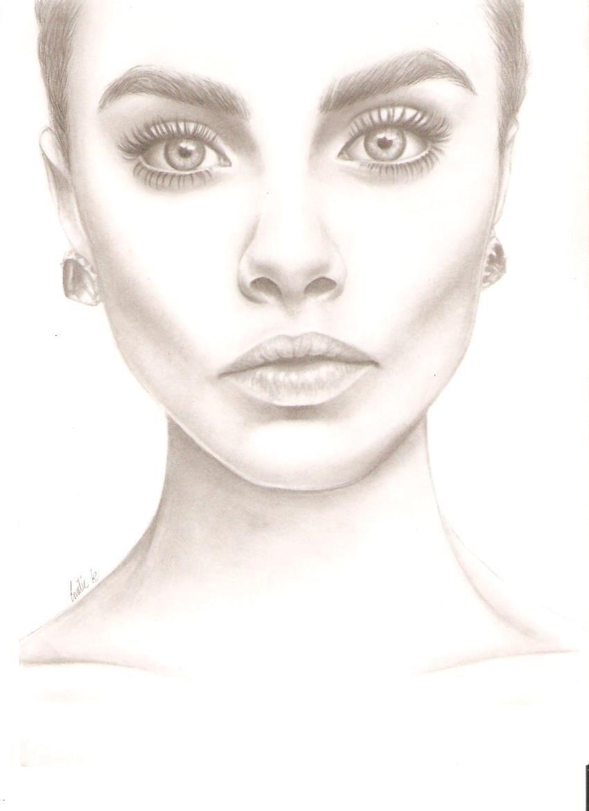 Tegninger 2014 - Cara Delevingne - hun blev ikke så god, scannet ind, men well. - 18 april billede 2