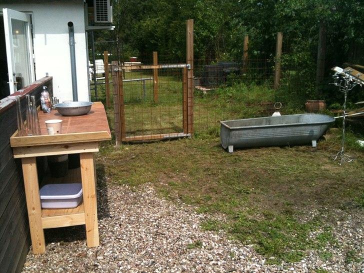 Villa/hushave 935 kvm - det nyeste projekt - plantebord (hjemmelavet) og badekar med clementis bagved billede 10