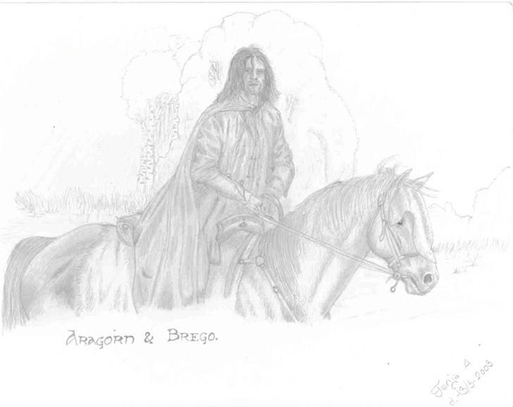 Mine tegninger... - En tegning fra 2003 af Aragorn og Brego fra Ringenes Herre. Blyant. billede 20