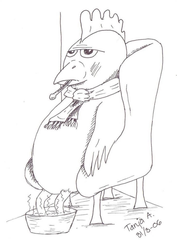 Mine tegninger... - En tegning jeg lavede til min afsluttende prøve i biologi. Emnet var fugleinfluenza ;oP billede 24