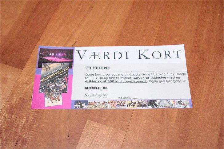 Julegaver 2010 :P - Billet til herning+500kr. i lommepenge - fra mor&far! billede 1