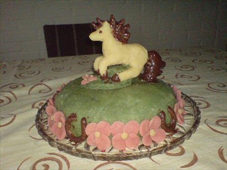 Kager - Min søsters 18 års fødselsdagskage - hun havde bestilt en stejlende hest, men det lykkedes ikke helt. billede 4