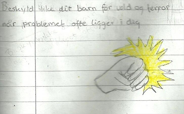 Tegninger :D   - Udklip fra "Onskan" siden :) Kan godt være svært at læse men kan også lige skrive det her under:
Beskyld ikke dit barn for vold og terror når problemet også ligger i dig billede 388