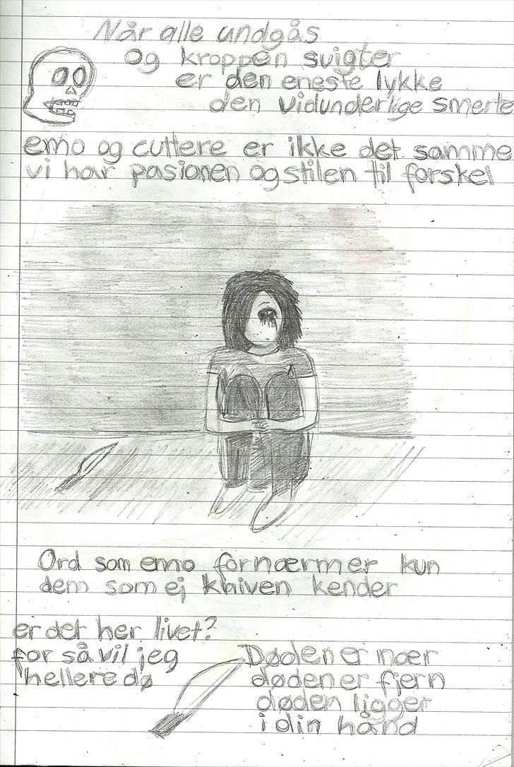 Tegninger :D   - Min fine "emo/cutter" side :) Det hele har jeg selv fundet på så det kan godt være det ikke passer helt 100 xD billede 384