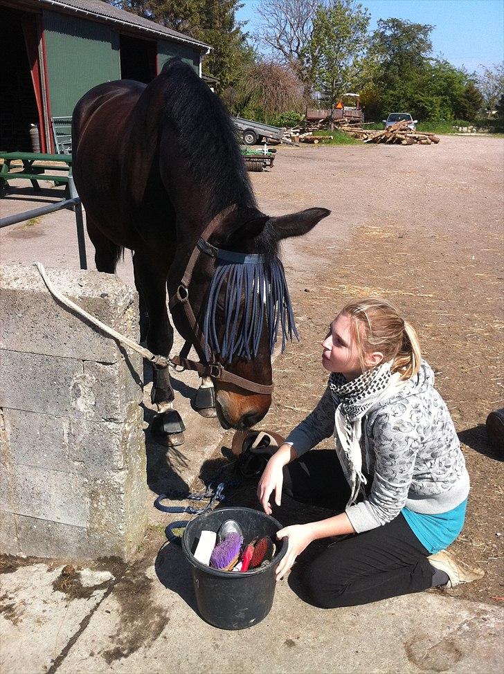 [Camilla Stormont] Random hest... - Ude og undervise Sandra og Asmira. Asmira der driller Sandra ved at vælte spanden med strigler. billede 7