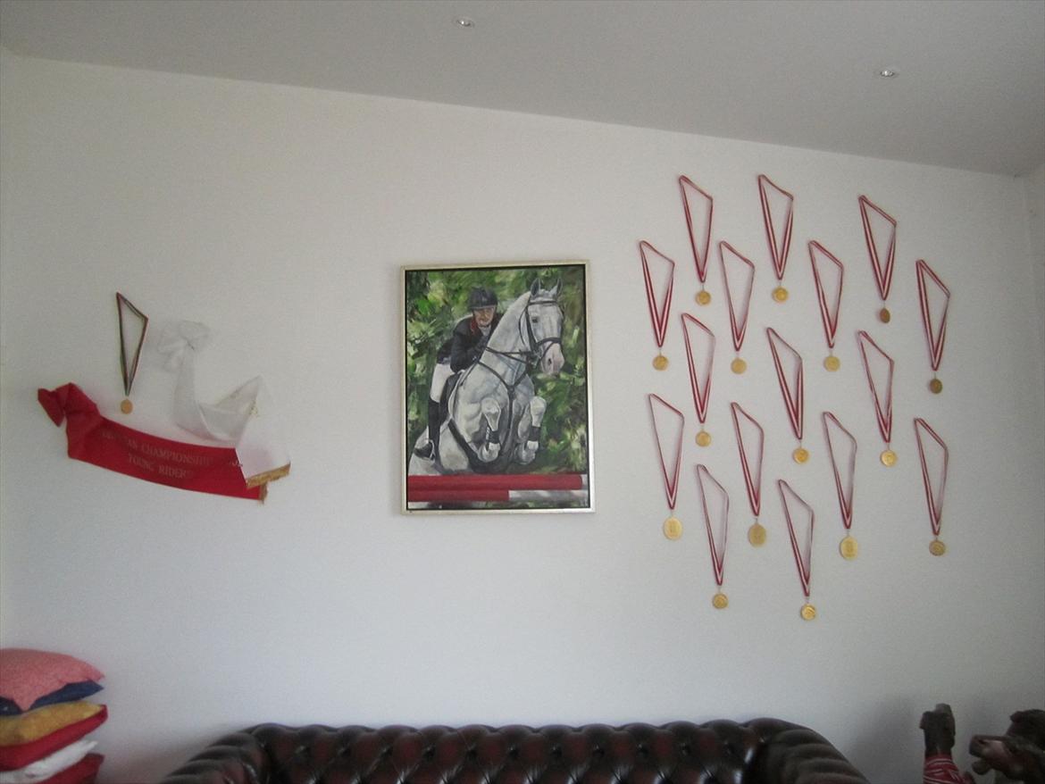 Ridelejr 2011 - Tina Lund - Den flotteste væg! Et maleri malet af hende..,alle hendes guldmedaljer og bånd da hun vandt europamesterskaberne for Youngriders :D billede 76