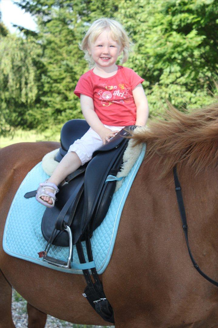 Nevø og niece ude og ride ponyen:) billede 17