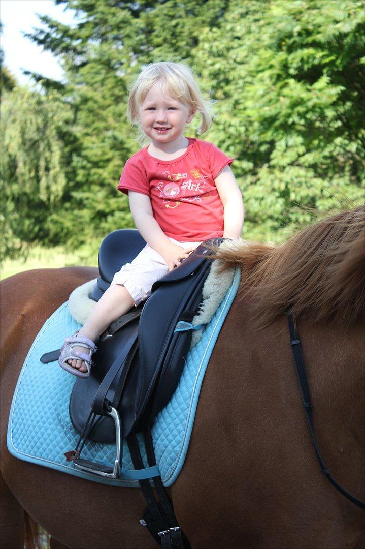 Nevø og niece ude og ride ponyen:) billede 19