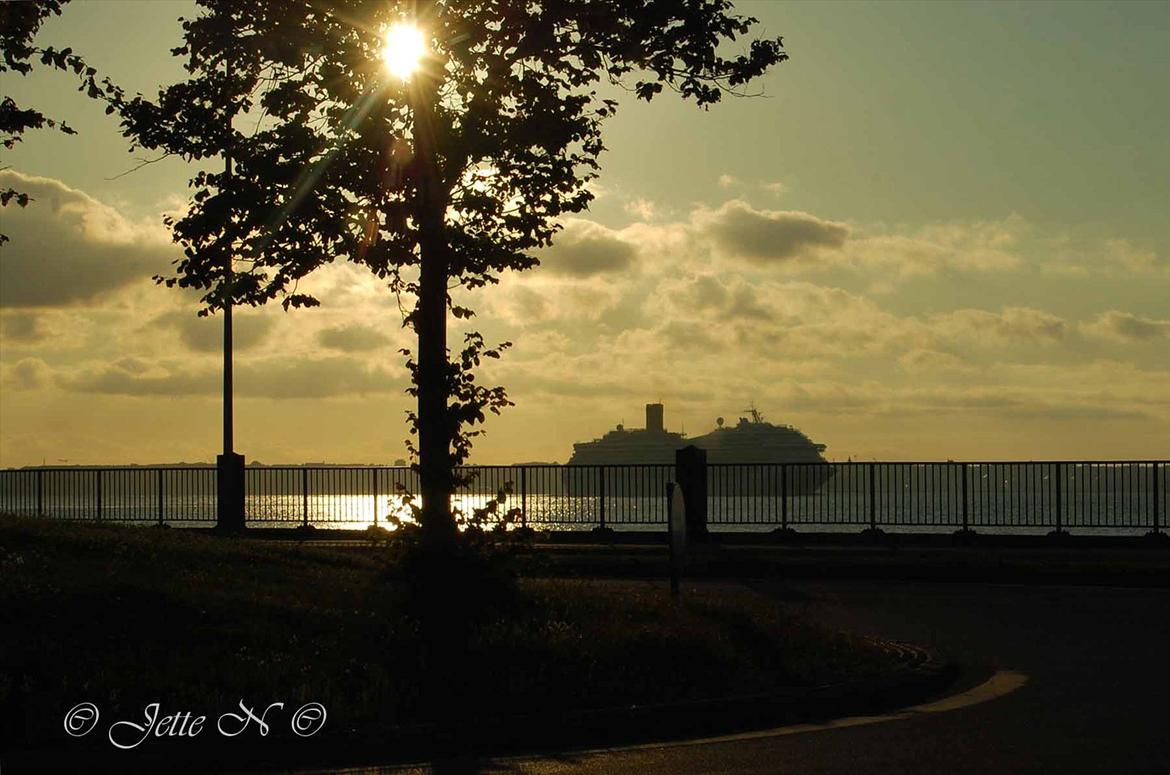 Billeder fra Norge 2011 - Ankomst til havnen i Helsingør med et flot cruise-skib i horisonten (Nikon D40 med 18-55 mm II f/3,5-5,6 objektiv) billede 2