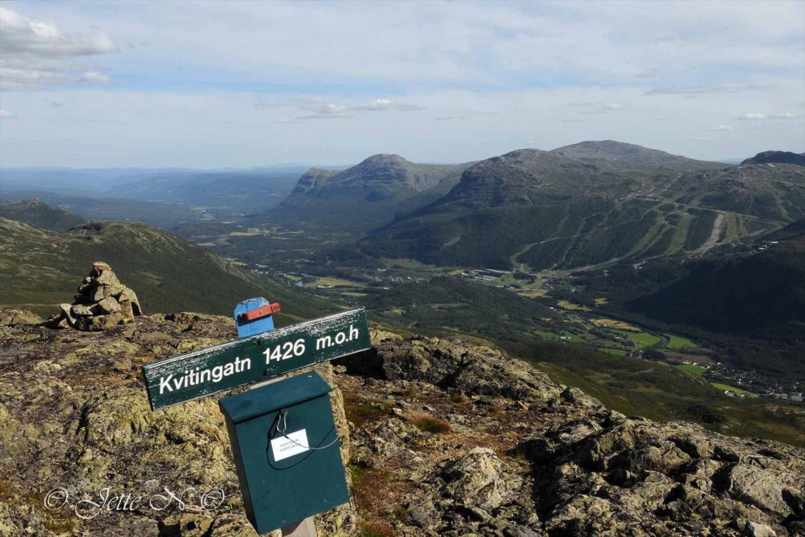 Billeder fra Norge 2011 - Så nåede vi toppen af Kvitingatn og kunne skrive os ind i gæstebogen mens vi nød den flotte udsigt over Hemsedal (Nikon D300s med 17-55 mm f/2,8 objektiv) billede 38