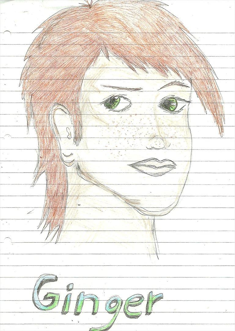 Tegninger :D   - Mig der liiiiige skulle prøve  "hårfarverne" via mine nye farveblyanter også viser det sig at den brune er brun rød også tager jeg liiiige noget orange i = blev ginger xD :P 
 billede 155