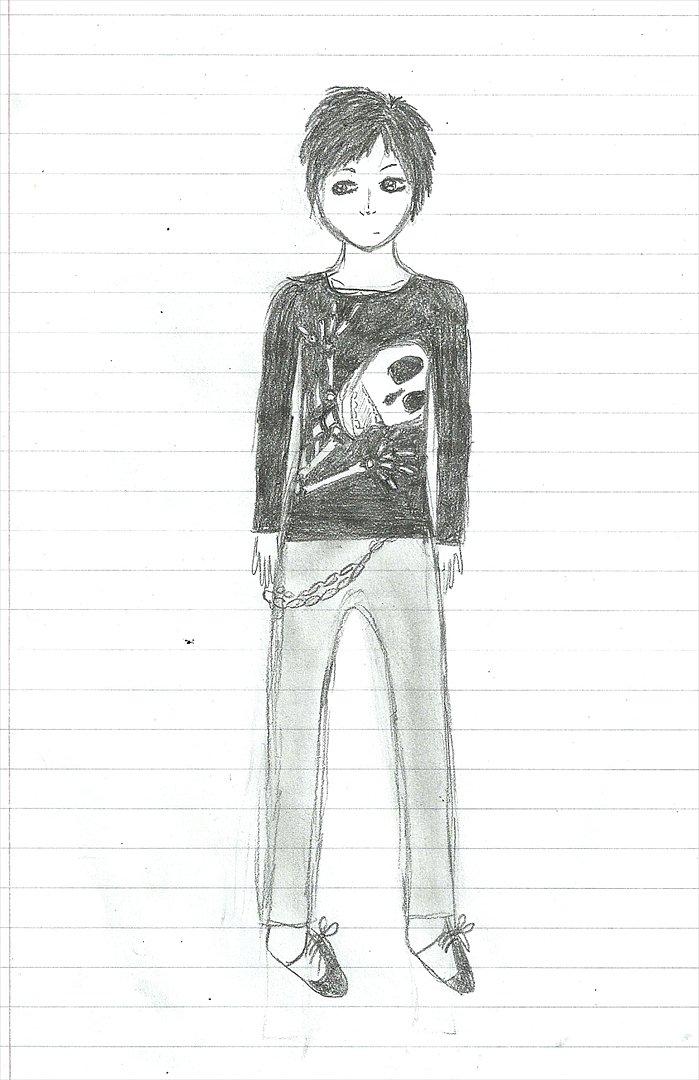 Tegninger :D   - Hahahah xD Sådan tegnede jeg faktisk drenge engang! Meget sej med skelettet på trøjen :P 
Nok fra slutningen af april, starten af maj 2011 billede 130