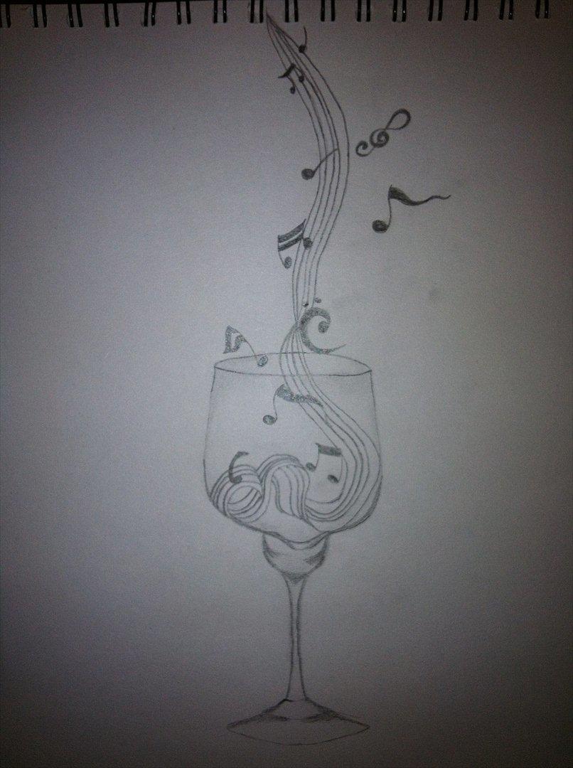 andre tegninger - Magicglass - følte mig meget inspireret af mit vinglas, min violin, og besluttede mig for at tegne det..... billede 13