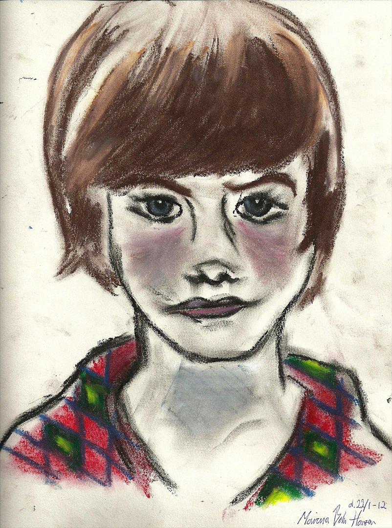 Tegninger :D   - Hahaahaha xD Nye farver = ny grim tegning :S!!! xD Hvis vi kun ser på hår, øjne og øjenbryn er jeg stolt af tegningen :D Men alt andet blev lort og man kunne ikke viske ud >< LORT! 
Tegnet søndag d. 22. januar 2012  billede 70