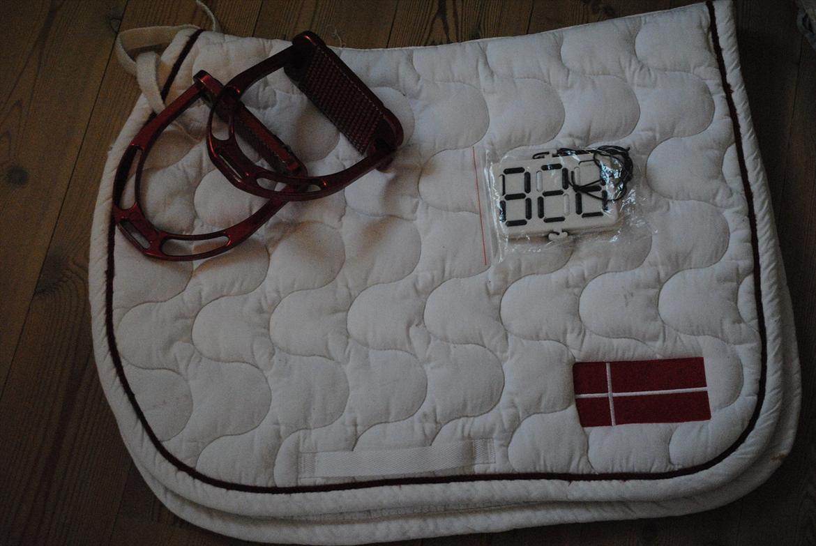 hest og rytter i herning!!  - hvidt underlag med dannebrog, røde stigebøjler billede 14