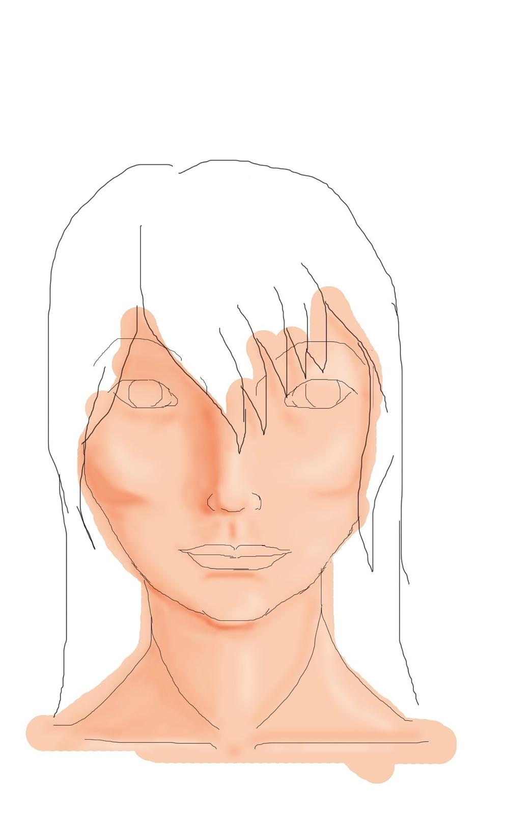 Step by step computertegning - Huden bliver tegnet. Den består af en grundfarve, hvorpå der med dodge og burn tool bliver tilføjet lys og skygger. billede 4