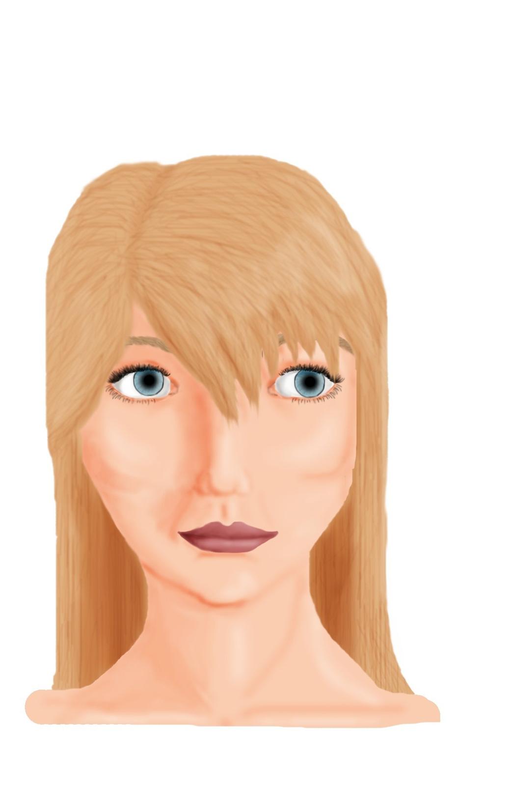 Step by step computertegning - Den færdige tegning 1 gang til.
Håret laves efter samme princip som huden.  billede 7