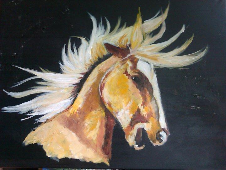 heste tegninger og malerier - et hurtigt maleri på 60x80 billede 7