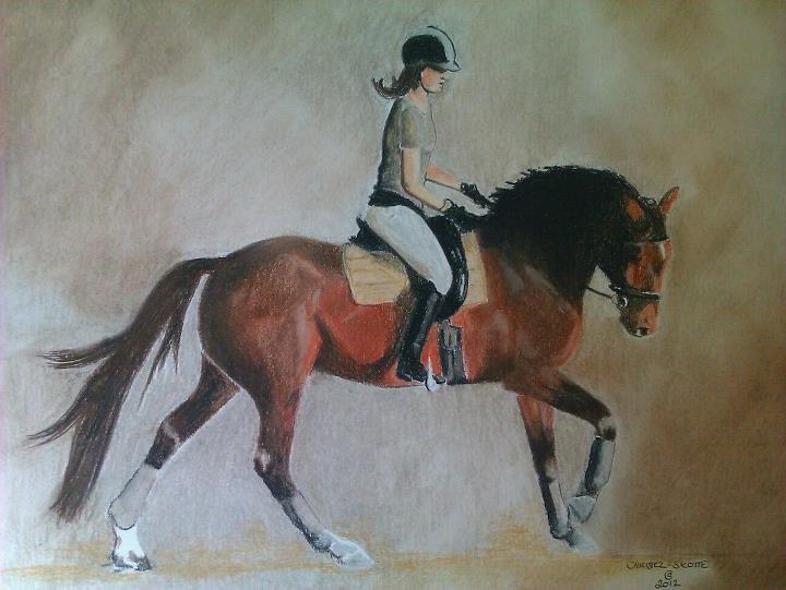 heste tegninger og malerier - flint og jeanet tegnet med pastel blyanter på a3 billede 8