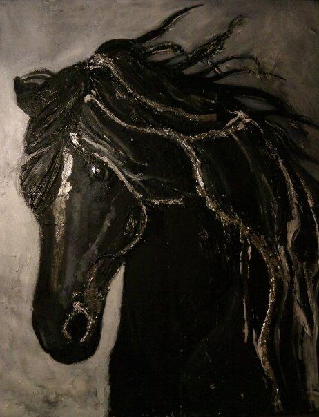 heste tegninger og malerier - friser med sølv et maleri jeg desværre har solgt 60x80 billede 12